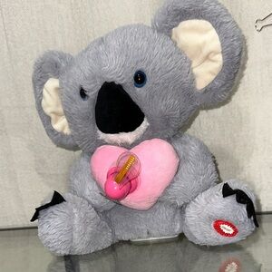 Gray Koala Plush with Pink Heart